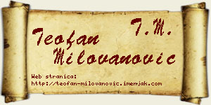 Teofan Milovanović vizit kartica